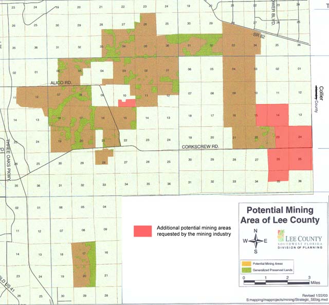 Additional acreage proposed for the "Potential Mining Areas" map